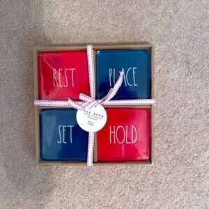 NWT Rae Dunn collection REST, PLACE, SET, HOLD coasters